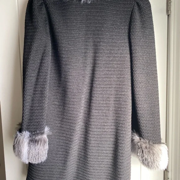 New! St. John faux fur coat/cardigan. Size 12.
